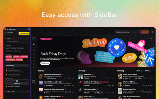 Suno Manager :: Bulk download/export your songs, stems, uploads, remasters, covers, workspaces and more with a couple clicks automatically.