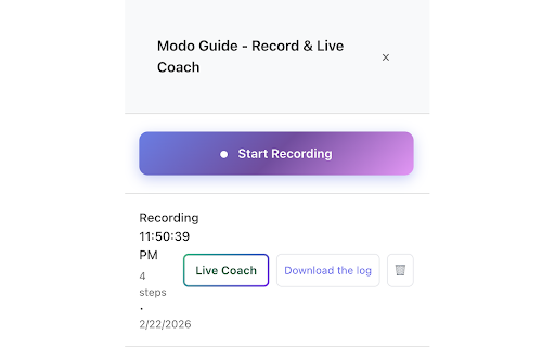 Modo - Workflow Recorder & Live Coach :: Record workflows on ChatGPT, Gemini, Google Sheets & Office Online. Replay as a Live Coach or export an Activity Log.