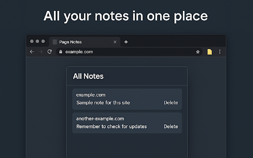 Page Notes Pro :: Save notes for pages. Unlock full features with a license key.