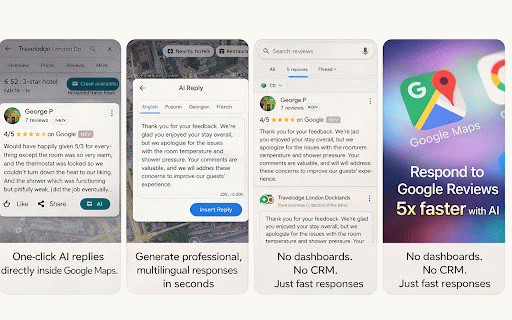 Review AI Responder for Google Maps :: One-click replies to Google Maps reviews. No dashboards. No CRM.