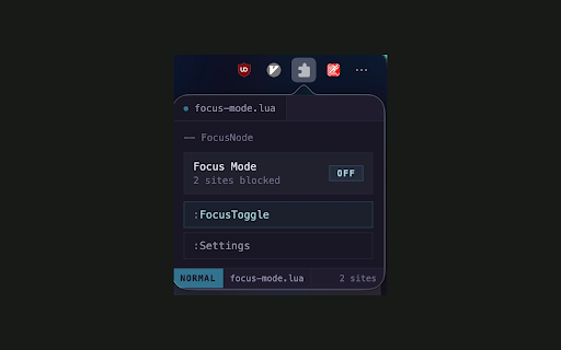 Focus Mode Blocker :: Blocks selected sites when Focus Mode is enabled.