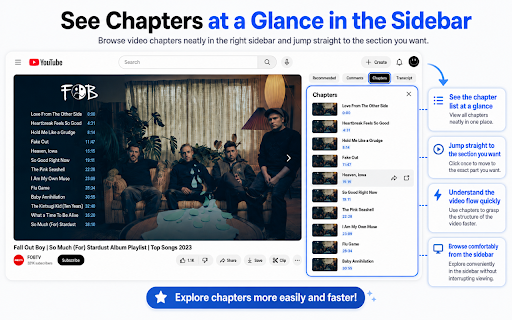 YouTube Trinity :: Check comments, chapters, and transcripts at a glance in the YouTube sidebar.