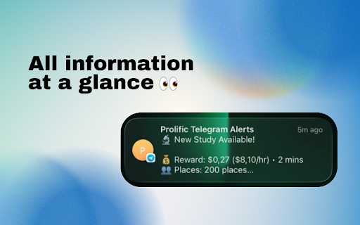 Prolific Telegram Alerts :: Get instant Telegram notifications when new paid studies appear on Prolific.