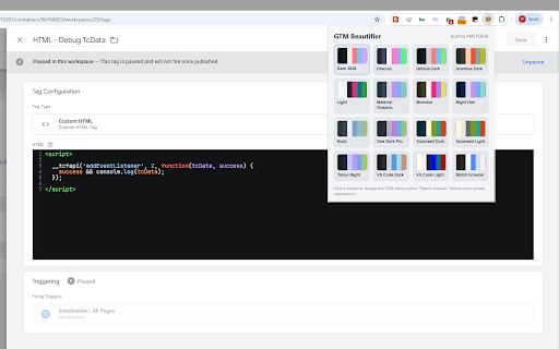 GTM Beautifier :: Adds some sprinkles to the Google Tag Manager user interface.