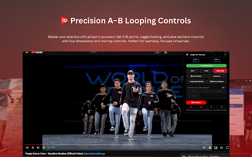 Looper for YouTube — Loop & Save Sections :: Loop any segment of YouTube videos with A-B points and save your favorite sections. Perfect for musicians and learners.