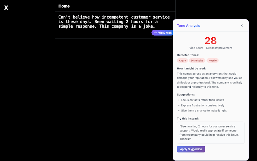 SumGeniusAI VibeCheck :: AI-powered tone analysis by SumGeniusAI - Never send the wrong message again