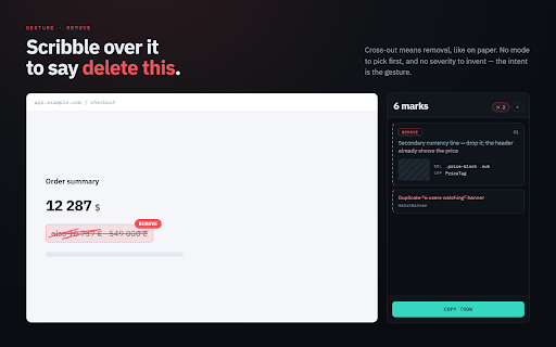 Caliper QA — UI Marks & Bug Traces for AI Coding Agents :: Mark up any web UI or record a bug trace — DOM, console, network and store — and hand it to Claude Code, Cursor or any AI agent.