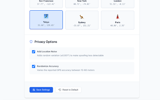 TensorOps Location Protect :: Protect your privacy by spoofing your geographic location. Enterprise-grade location privacy by TensorOps.ai