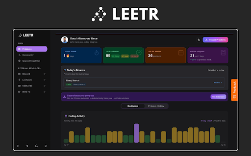Leetr :: Track LeetCode problems with complexity and solutions