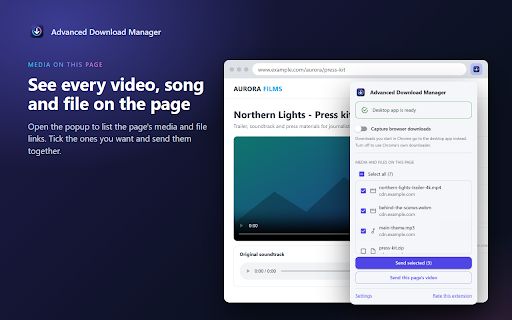Advanced Download Manager :: Right-click a link, image or video and send it straight to your desktop download manager.
