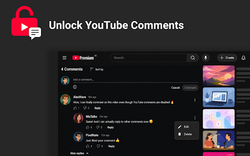 Unlock YouTube Comments :: Read and post comments on YouTube videos where comments are disabled.