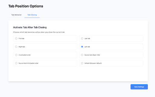 Tab Position Options Fork :: Fork of Tab Position Options - Select the tab opening position, new tab behavior and behavior after closing a tab