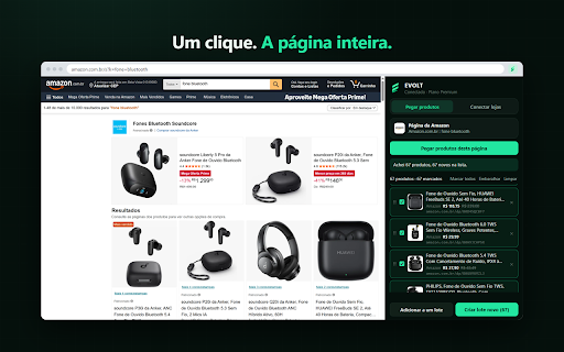 EVOLT — Ofertas e marketplaces :: Pegue os produtos da página do Mercado Livre, Shopee, Amazon, Magalu e Shein e mande pro EVOLT. Também copia a sessão das lojas.