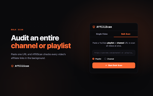 AffiliScan :: Scan YouTube descriptions for broken Amazon affiliate links. Bulk scan playlists and channels. Never lose commission again.