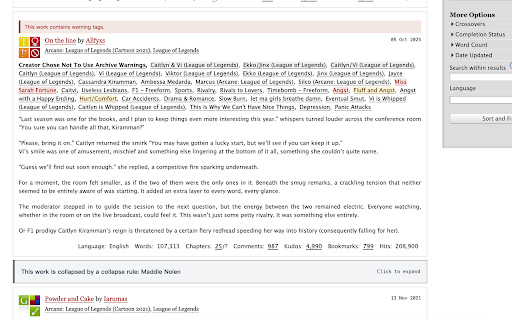 AO3 Tag Highlighter :: Mark AO3 tags, show warnings, and collapse works with your own tag rules.