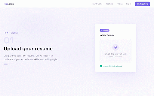 HireDrop — Auto-Apply on Indeed, ZipRecruiter, Greenhouse :: Auto-apply on Indeed, ZipRecruiter, Greenhouse, Lever & Ashby with your resume and an AI-written cover letter.