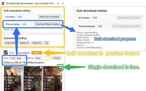 Threads Video Bulk Downloader - Sort Feed for Threads :: Sort Threads feeds/posts/search/communities, Export to excel, Bulk Download Threads videos and images.