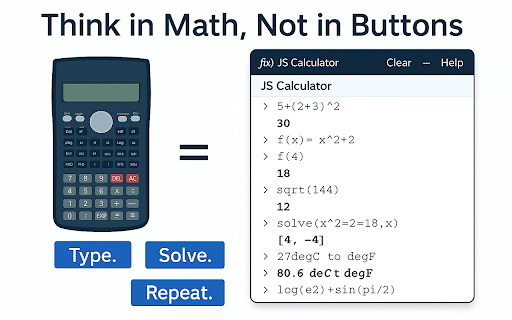 JS Calculator :: A versatile scientific calculator extension for Chrome powered by js libraries, inspired by Google Calculator & Cloudy Calculator.