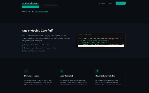 BespokeResume — AI Resume Tailoring :: Tailor your resume bullets and cover letters to any job posting in one click.