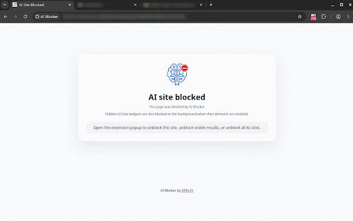 AI Blocker :: Block AI sites, AI-generated search answers, chatbots, coding agents, AI APIs and website chat widgets.