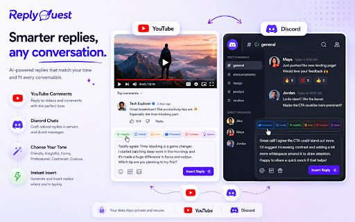 ReplyQuest – AI Auto Reply & Email Writer :: AI reply generator that drafts natural, context-aware responses for emails, comments, social posts, and message threads in seconds