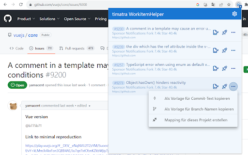 timatra WorkitemHelper - BrowserExtension :: Mit der "timatra WorkitemHelper - BrowserExtension" werden Ticketinformationen aus verschiedenen Ticketsystemen automatisch…
