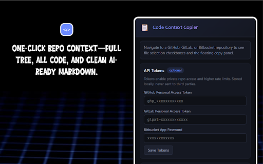 Code Context Copier :: One-click copy of GitHub/GitLab/Bitbucket repo structure & files in AI-ready format.