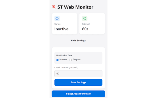 ST Web Monitor :: Monitor webpage elements for changes and get notified via Telegram or browser notifications.