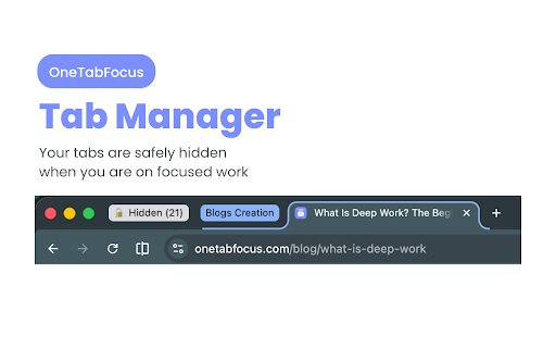 OneTabFocus — Focus Mode, Pomodoro Timer & Tab Manager for Deep Work :: Focus mode for Chrome that locks one tab and hides the rest. Real Pomodoro timer, tab manager & distraction blocker for deep work.