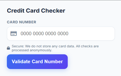 Credit Card Checker :: Securely validate credit card numbers using the Luhn algorithm and identify card issuers.