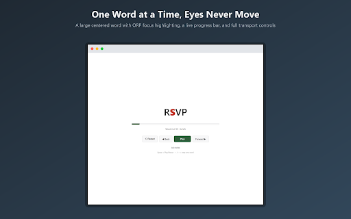 Speed Reader :: Speed-read with RSVP: words flash one at a time with ORP focus highlighting. The words you paste never leave your browser.