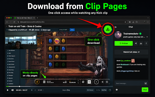Kick Video Downloader - Download VODs & Clips :: Free Kick video downloader & kick clip downloader. Download Kick VODs, clips, and videos to MP4. Fast, easy kick downloader.