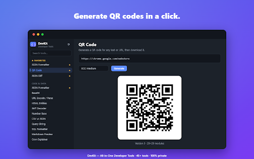DevKit - All-in-One Developer Tools :: 45+ developer utilities in one fast, private popup — no servers, no tracking, no clutter.