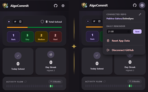 Syncode: Auto-Sync DSA to Github (AlgoCommit) :: Automatically sync your LeetCode, GeeksForGeeks, & Codeforces solutions to GitHub with streak tracking and difficulty stats.