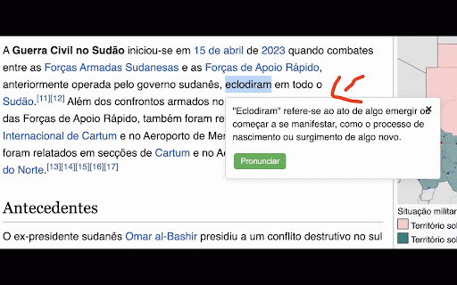 Dicionário de Português :: Traduza palavras ou parágrafos selecionados em português.