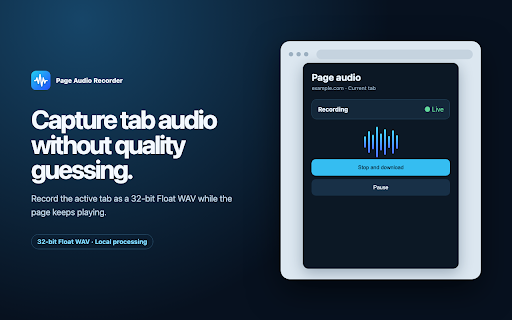 Page Audio Recorder :: Download discoverable source audio or record active-tab audio as lossless WAV.