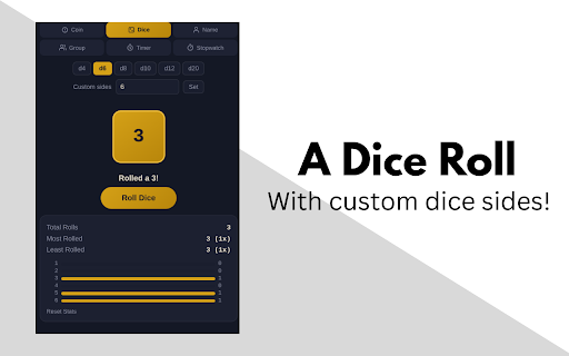 Random.Choice :: A minimalist coin flip, dice roll, name picker and group creator program all in one popup!