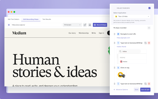 Middleware Synthetic Recorder :: Record user interactions on websites for running synthetic browser tests on Middleware.