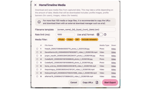 Twitter Scraper – Download Twitter Videos, Followers, Pictures & GIFs :: Download Twitter (X) videos, images & GIFs, and save followers, tweets, and bookmarks—right in the web app.