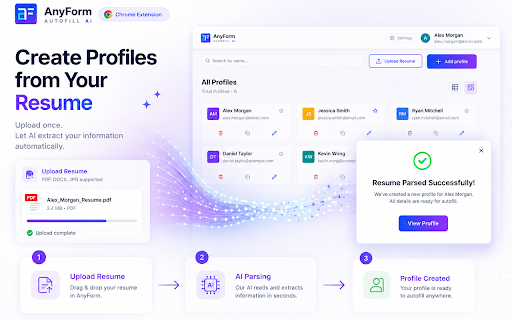 AnyForm Autofill AI (Beta) :: AI that understands forms. Save your profiles in Google Drive and auto-fill securely anywhere.