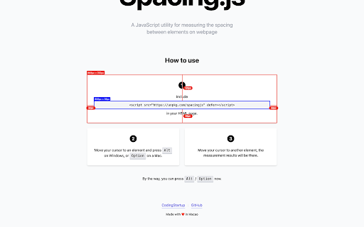 SpacingJS - Updated Fork :: Precision spacing measurement tool for web developers and designers. Hold Alt/Option key and hover over elements to measure.