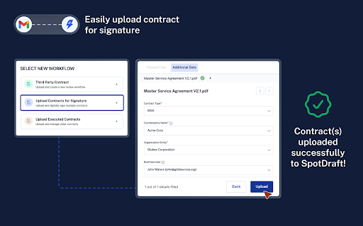 SpotDraft Gmail Plugin :: Intuitive Gmail extension that makes contract management with SpotDraft easy and efficient.