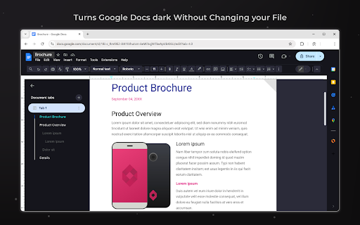 Google Docs Dark Mode 2025 :: Turns Google Docs dark without changing your file. Made in hours so my eyes stop bleeding from bright docs