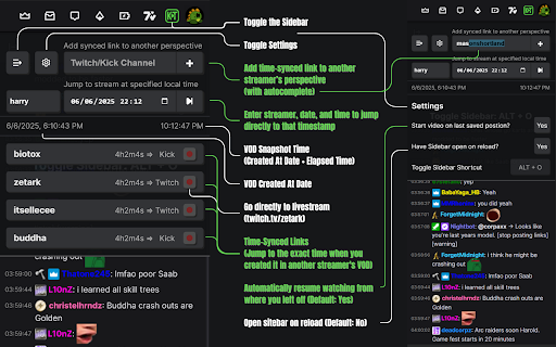Twitch Kick Sync :: Sync Twitch & Kick VODs. Switch perspectives, jump to timestamps, and resume playback cross-platform.