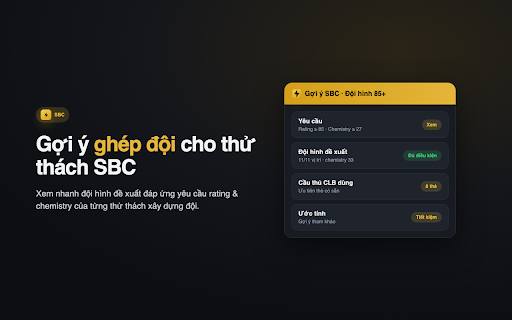 FutGold — Club Assistant for EA FC Web App :: Trợ lý cho EA FC Web App: xem thông tin đội hình, gợi ý ghép đội cho thử thách xây dựng đội (SBC) và theo dõi tiến trình câu lạc bộ.