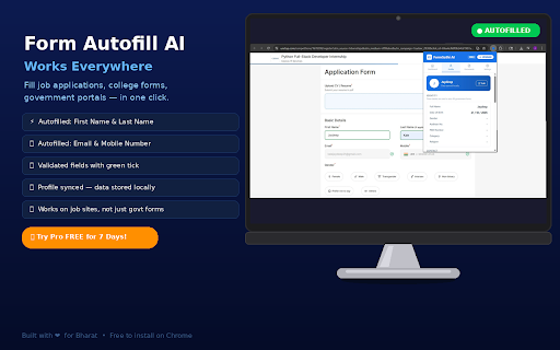 Form Autofill AI: Smart Form Filler & Auto Fill :: AI-powered form filler to auto fill job applications, government forms, and online registrations instantly with smart autofill.