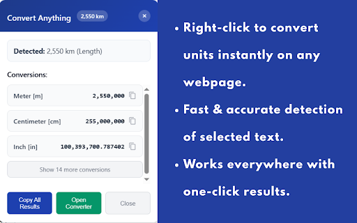 Convert Anything - Smart Unit Converter :: Smart unit converter with 200+ categories. Context menu integration for instant conversions. Privacy-focused local processing.