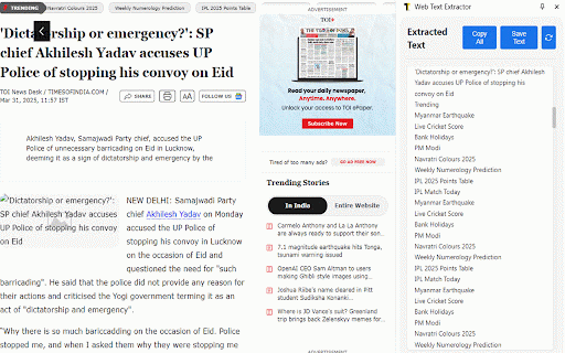 Web Text Extractor :: Extract text content from web pages to a sidebar,And provide copy and save functions