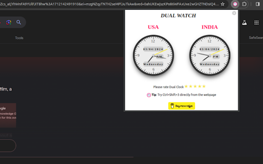 Dual Watch : World Clock Extension :: Stay synchronized across timezones with Dual Watch : World Clock Extension For Chrome