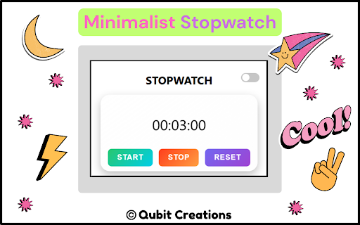 Minimalist Stopwatch :: A distraction-free stopwatch with a sleek UI that runs in the background and persists even after restarting the browser.